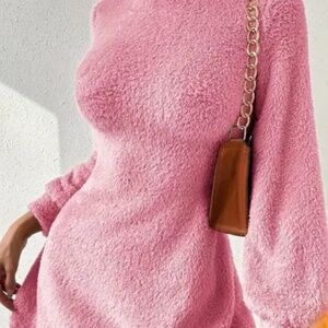 Pink fluffy sweater dress | medium